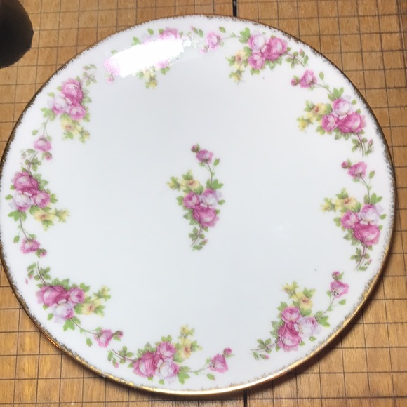 Limoges, France Plate 8.5”D Pink White Yellow Roses Gold Brushed Rim - Picture 9 of 11